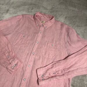 Johnnie-o Hanging out 100% linen shirt men’s size XL pink button dawn long sleev